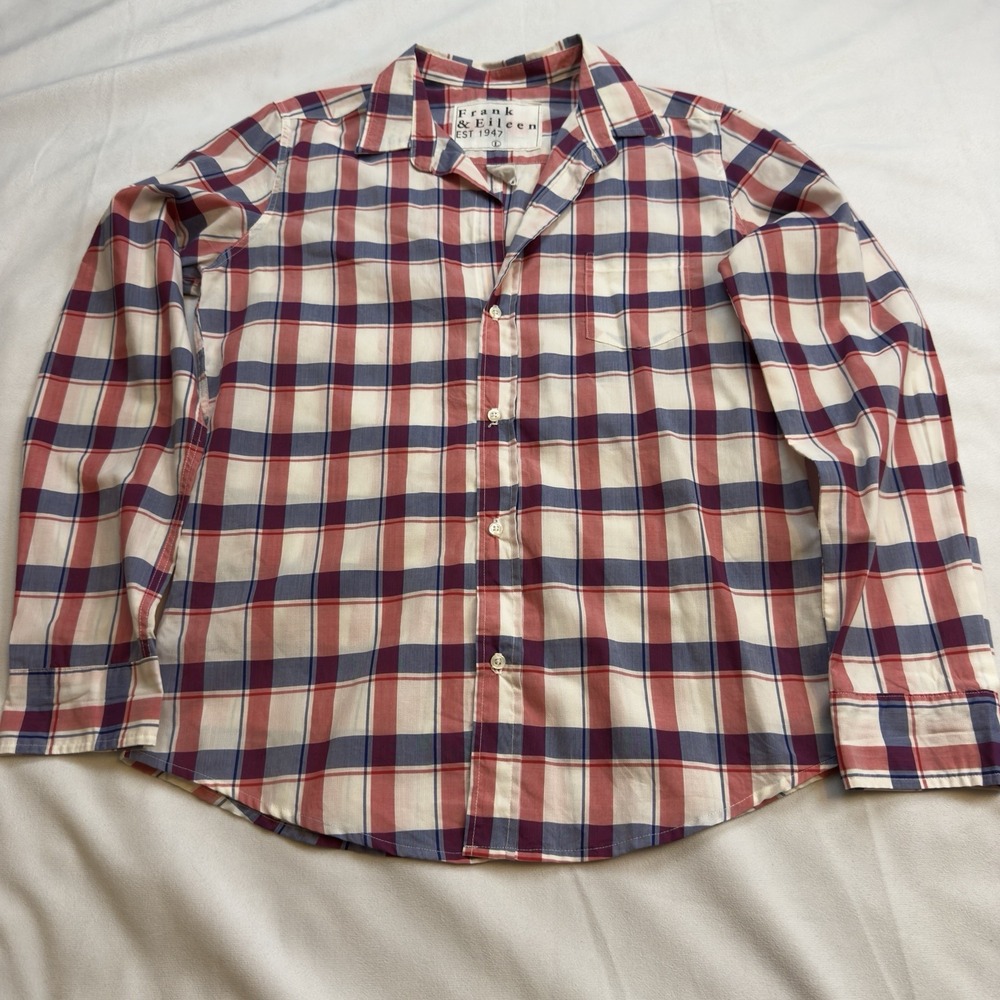 Frank & Eileen Barry Tailored Button-Up Shirt In Red White And Blue Size Large